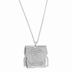 Rhodium Plated 925 Sterling Silver Muladhara Chakra Symbol Necklace - SOP00053