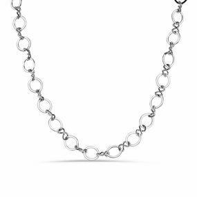 Rhodium Plated 925 Sterling Silver Plain Multi Circle Necklace - STP00524