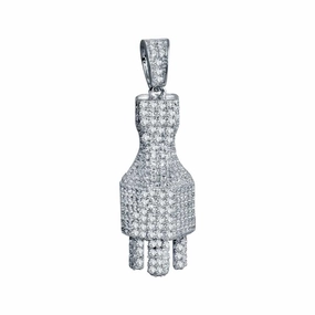 Rhodium Plated 925 Sterling Silver Plug Hip Hop Pendant - SLP00039