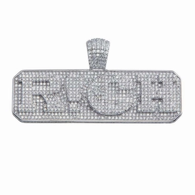 Rhodium Plated 925 Sterling Silver Rich Hip Hop Pendant - SLP00072