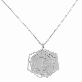 Rhodium Plated 925 Sterling Silver Sacral Chakra Necklace - SOP00056