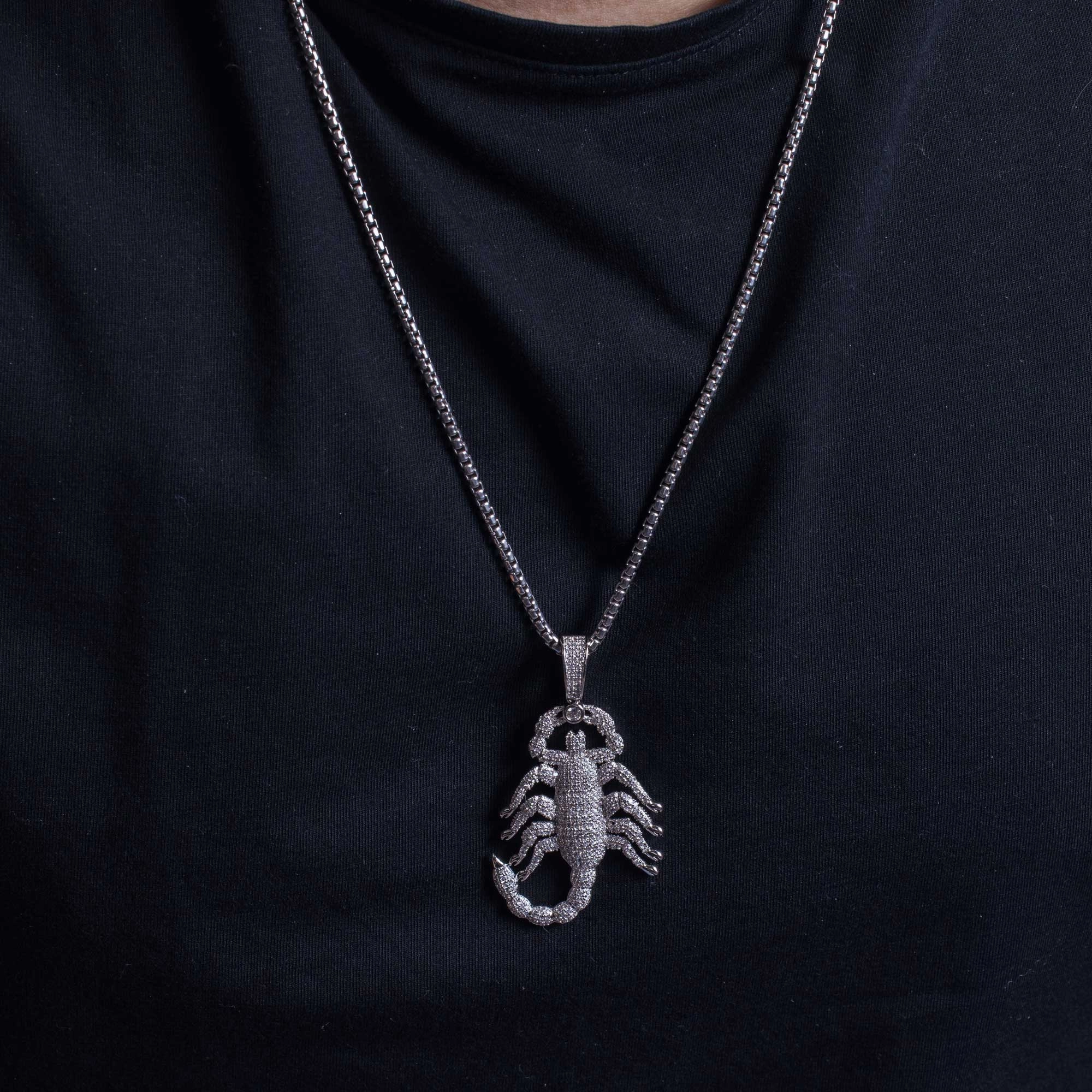 Rhodium Plated 925 Sterling Silver Scorpion Hip Hop Pendant - SLP00030