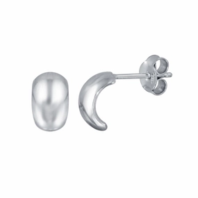 Rhodium Plated 925 Sterling Silver Semi Hoop Earrings - ECE00052RH