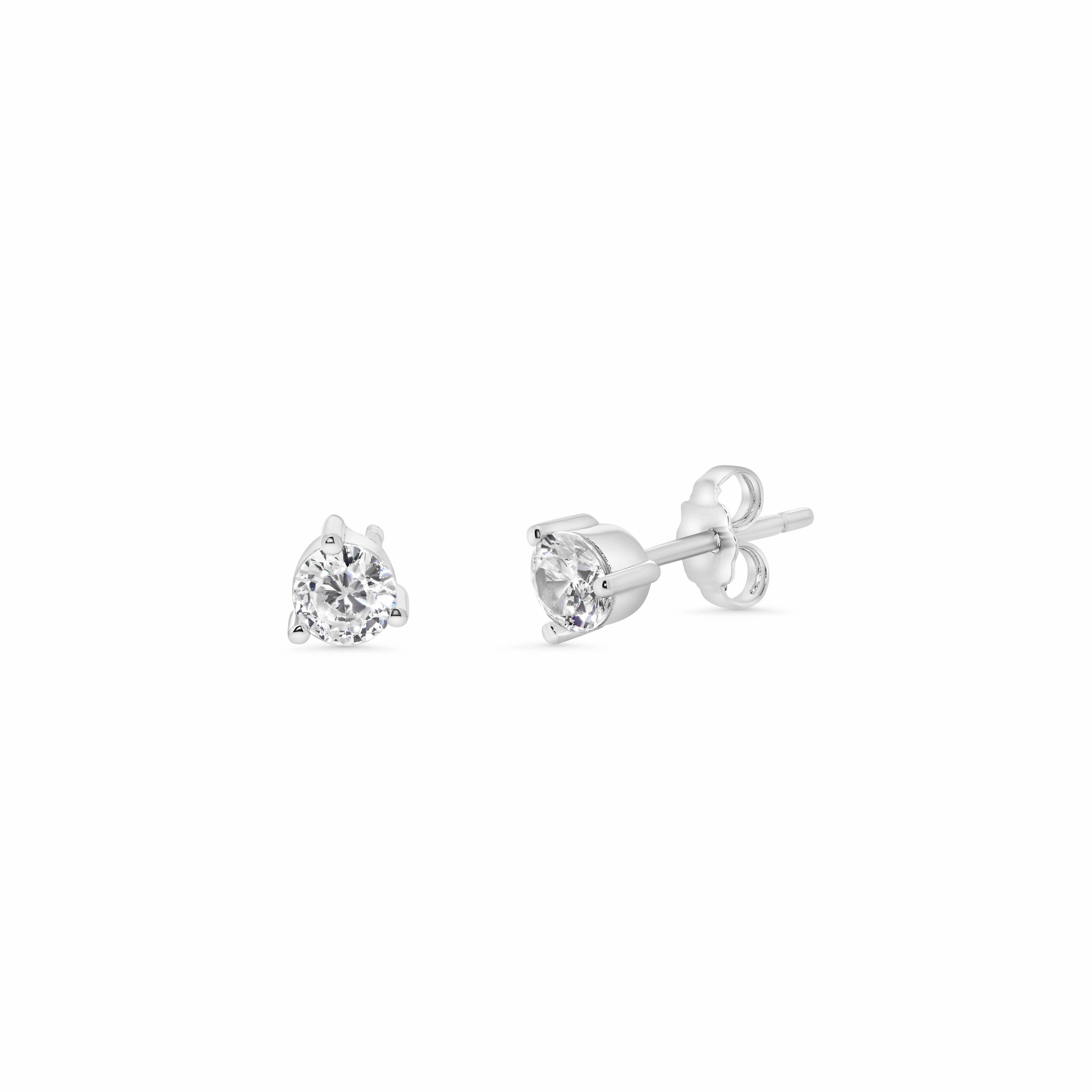 Rhodium Plated 925 Sterling Silver Semi Hoop, Marquise and Round CZ  Earring Set - STES00012