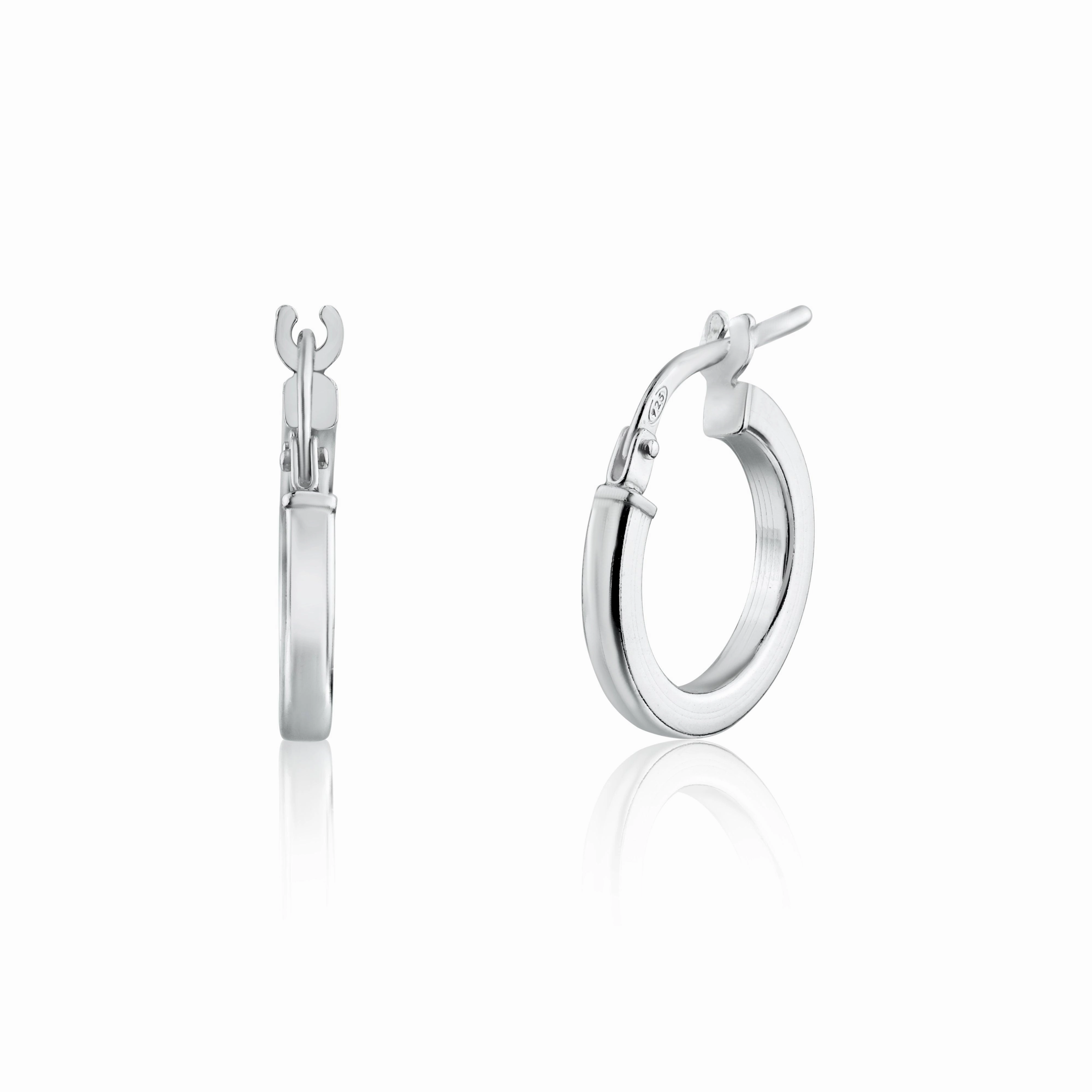 Rhodium Plated 925 Sterling Silver Silver 2mm Hoop Earring - ARE00026RH
