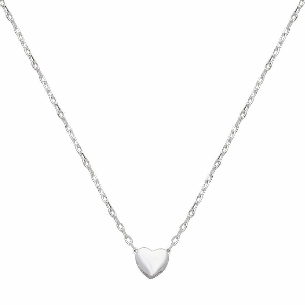 Rhodium Plated 925 Sterling Silver Small Heart Necklace - STP01543