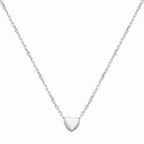 Rhodium Plated 925 Sterling Silver Small Heart Necklace - STP01543