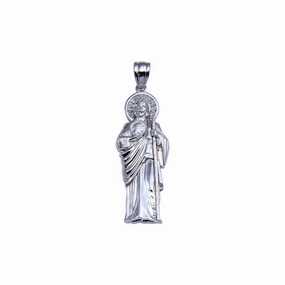 Rhodium Plated 925 Sterling Silver St Jude Pendant 42mm - GMP00080