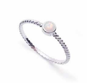 Ring - Round White Opalite