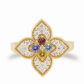 Roberto Coin 18ct Yellow Gold 0.38ct Diamond & Mixed Gemstones Venetian Princess Carnival Ring