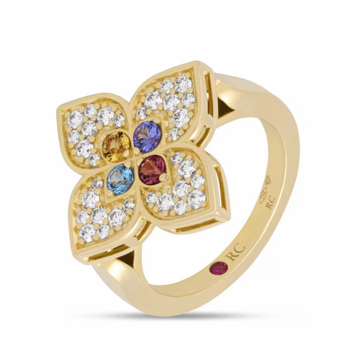 Roberto Coin 18ct Yellow Gold 0.38ct Diamond & Mixed Gemstones Venetian Princess Carnival Ring