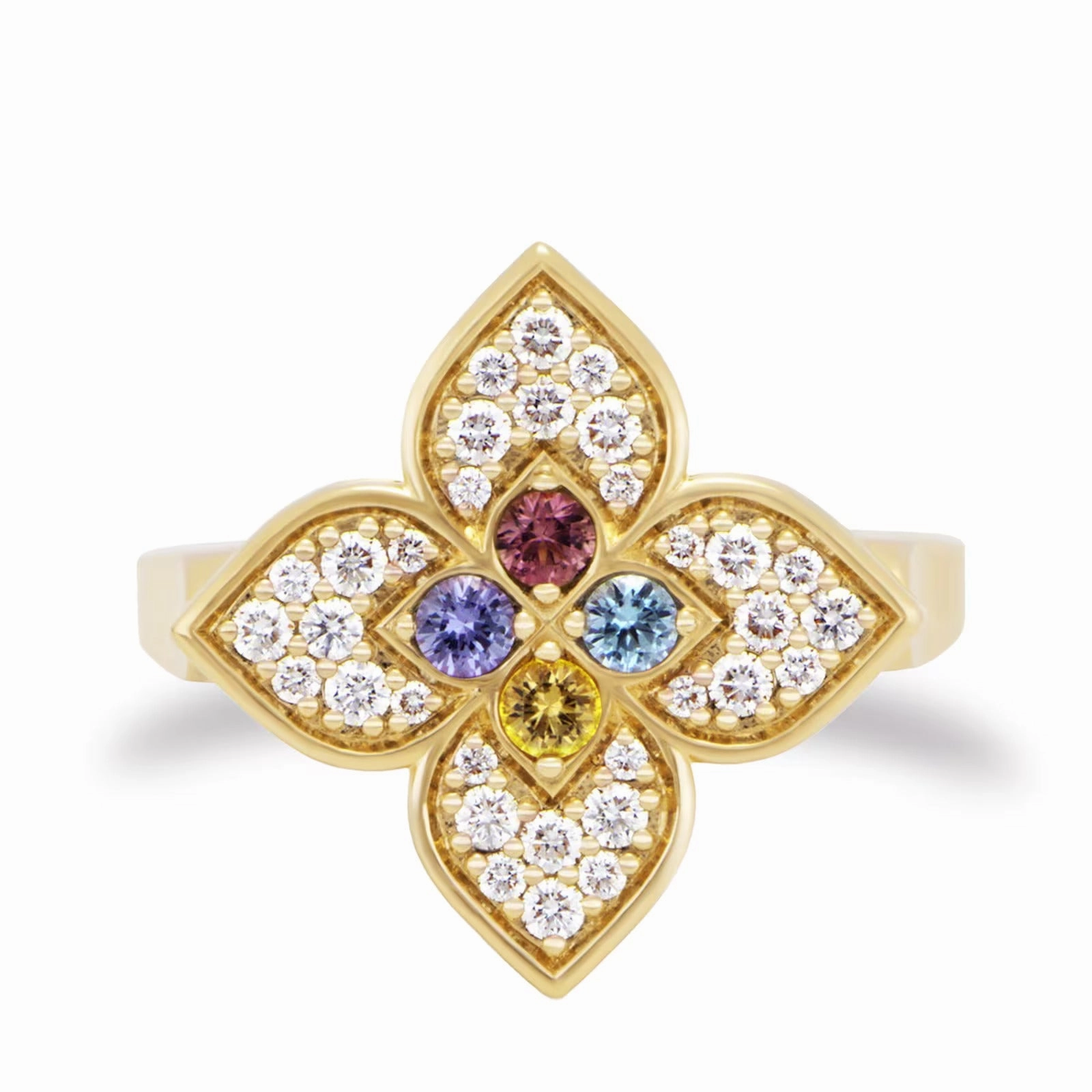 Roberto Coin 18ct Yellow Gold 0.38ct Diamond & Mixed Gemstones Venetian Princess Carnival Ring