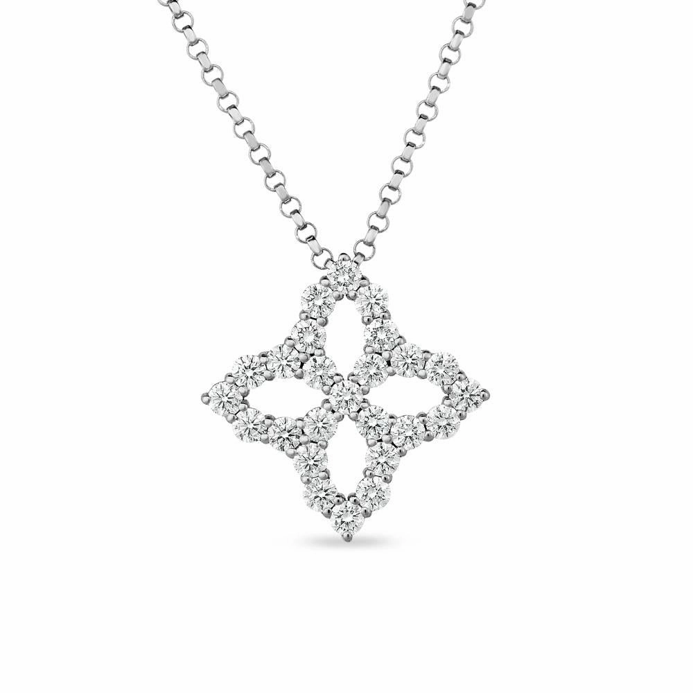 Roberto Coin Diamond Princess 18ct White Gold 0.48ct Diamond Pendant Necklace D