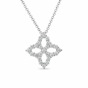 Roberto Coin Diamond Princess 18ct White Gold 0.48ct Diamond Pendant Necklace D