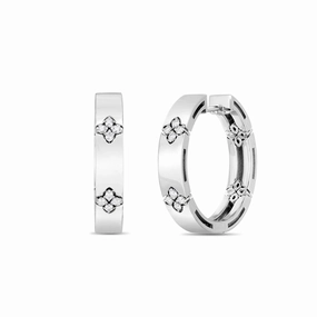 Roberto Coin Love in Verona 18ct White Gold 0.15ct Diamond Hoop Earrings