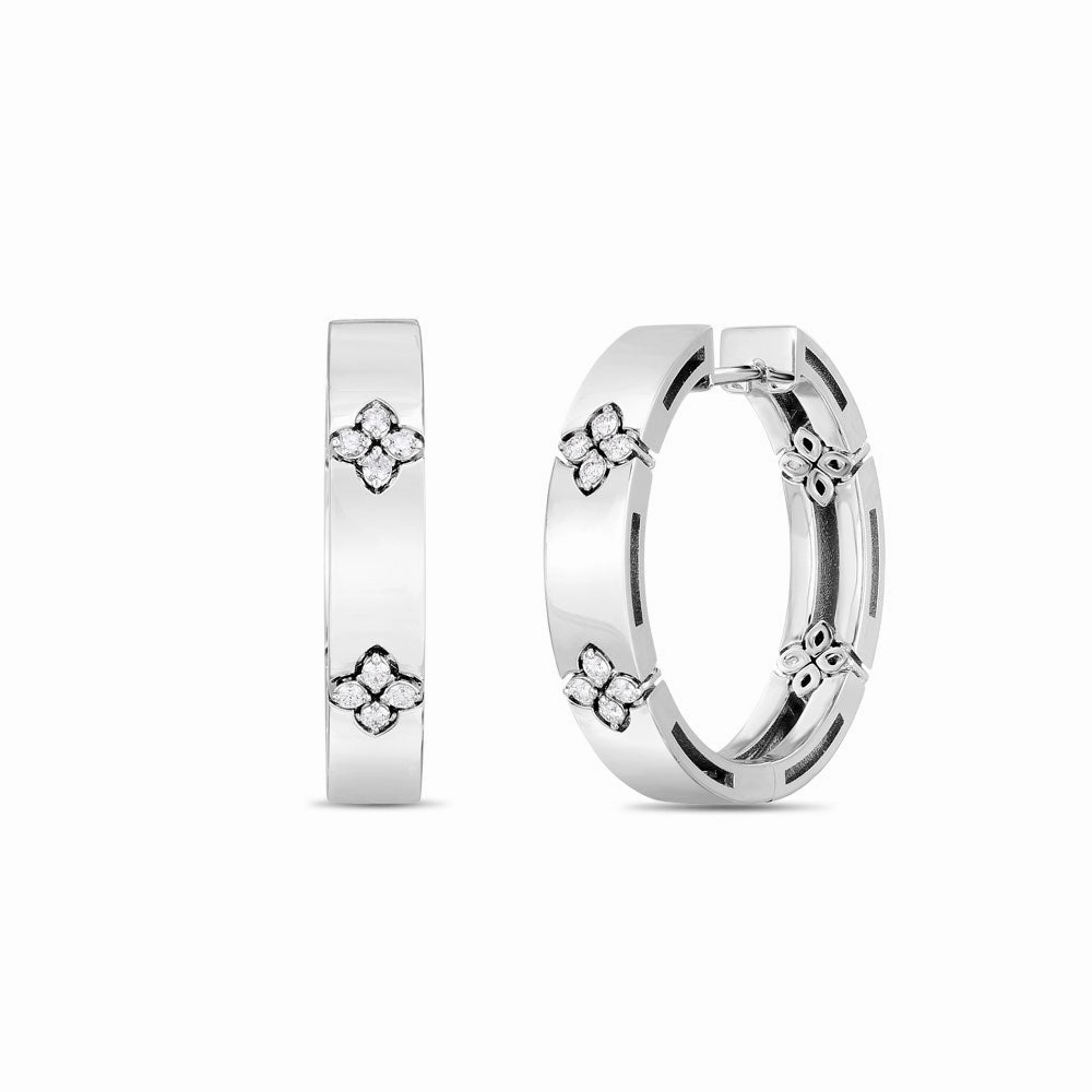 Roberto Coin Love in Verona 18ct White Gold 0.15ct Diamond Hoop Earrings