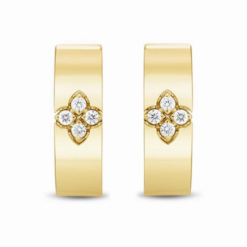 Roberto Coin Love in Verona 18ct Yellow Gold Diamond Small Hoop Earrings