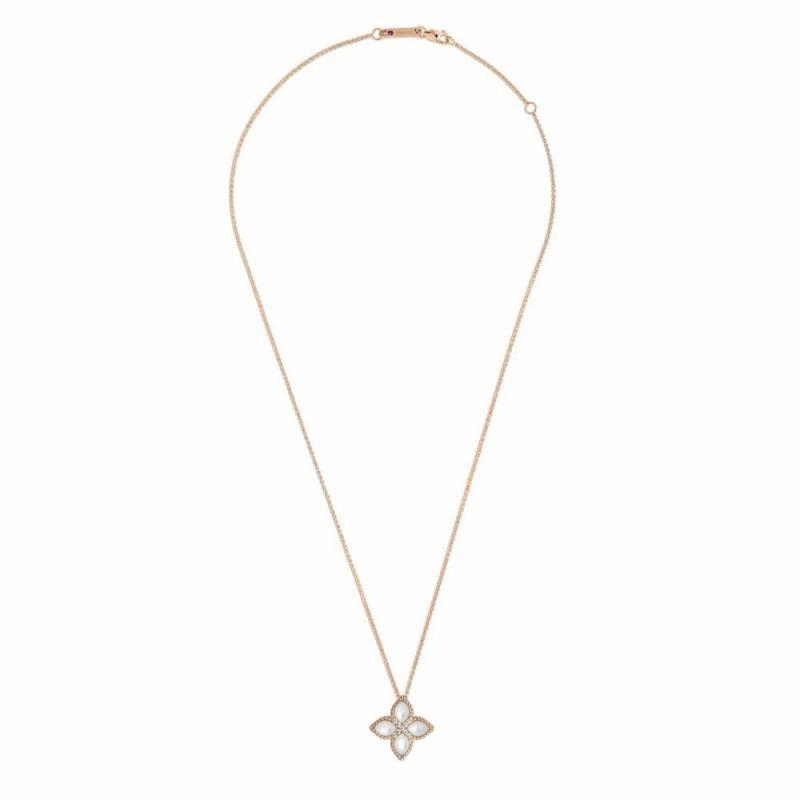 Roberto Coin Princess Flower 18ct Yellow Gold Diamond Mother of Pearl Necklace