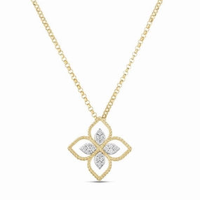 Roberto Coin Princess Flower 18ct Yellow Gold Diamond Necklace