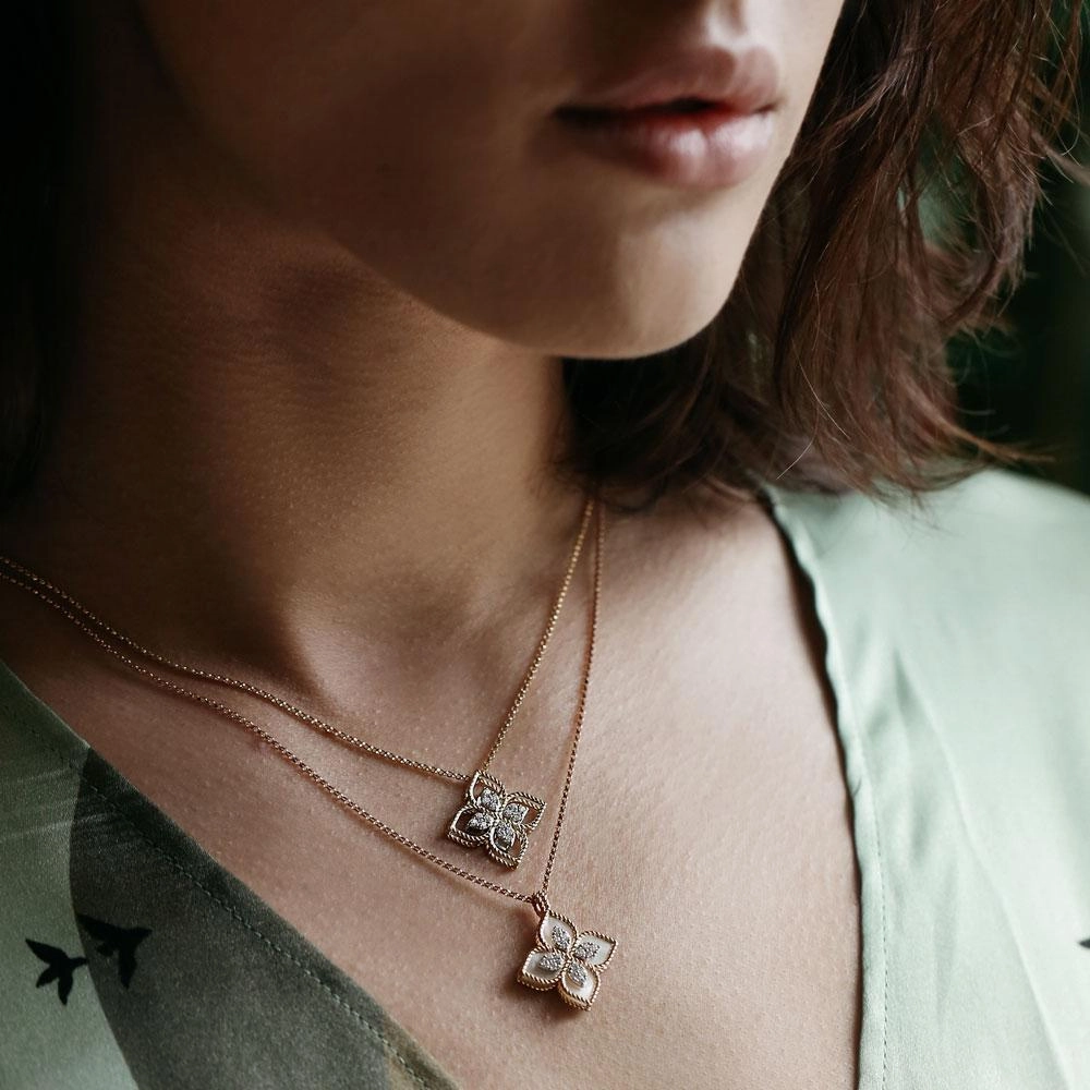 Roberto Coin Princess Flower 18ct Yellow Gold Diamond Necklace