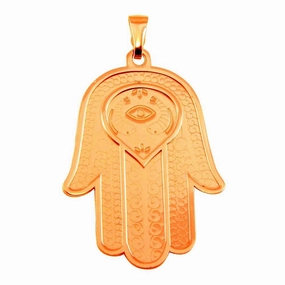 Rose Gold Plated 925 Sterling Silver Large Hamsa Pendant - ECP00008RGP