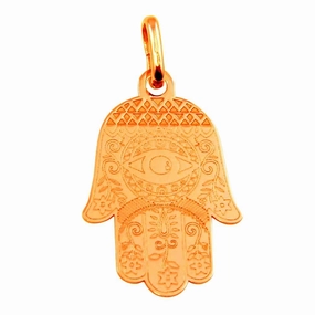 Rose Gold Plated 925 Sterling Silver Small Hamsa Pendant - ECP00007RGP