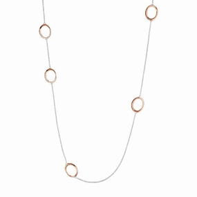 Rose Gold Plated Sterling Silver Open Oval Infinity Necklace