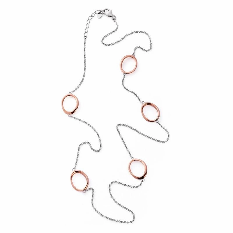 Rose Gold Plated Sterling Silver Open Oval Infinity Necklace