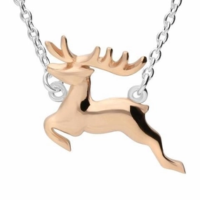 Rose Gold Sterling Silver Plated Reindeer Necklace