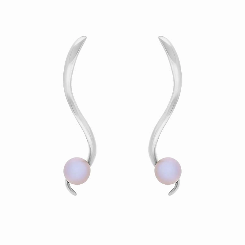 Sarah Jordan Sterling Silver Freshwater Pearl Swirls And Pearls Ringlet Drop Earrings