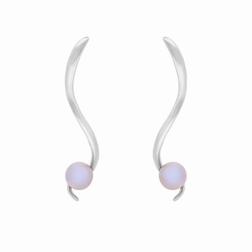 Sarah Jordan Sterling Silver Freshwater Pearl Swirls And Pearls Ringlet Drop Earrings