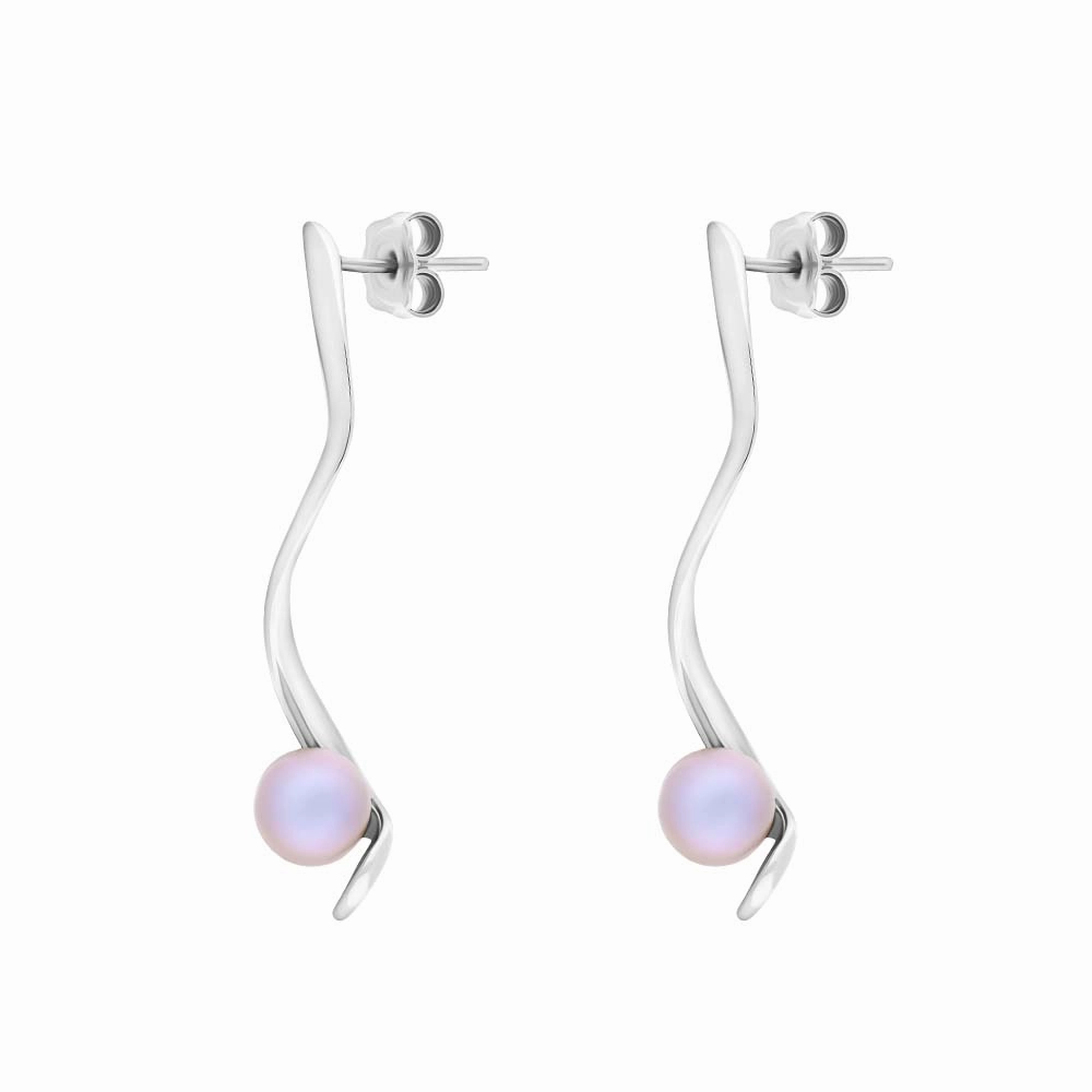 Sarah Jordan Sterling Silver Freshwater Pearl Swirls And Pearls Ringlet Drop Earrings