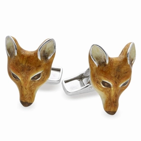 Saturno Sterling Silver Enamel Fox Cufflinks D