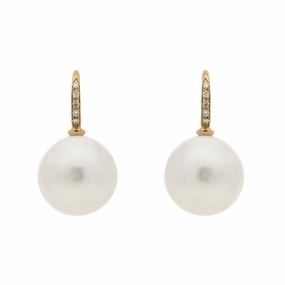 Schoeffel Happy Days 18ct Rose Gold Pearl Diamond Drop Earrings
