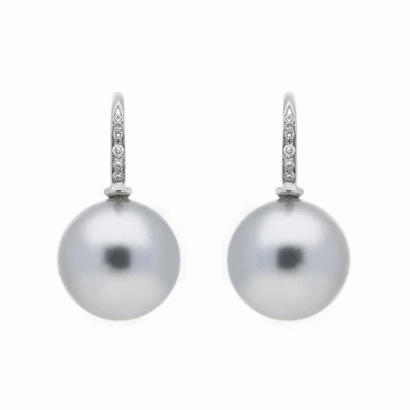 Schoeffel Happy Days 18ct White Gold Diamond Grey Pearl Drop Earrings