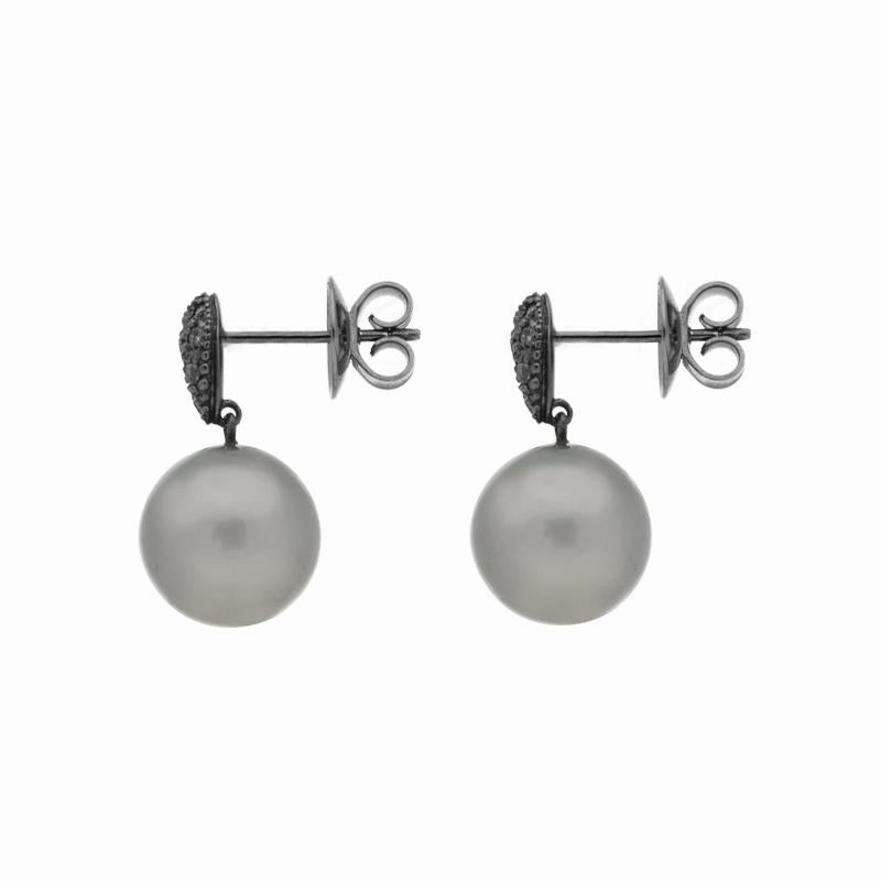 Schoeffel Sterling Silver Palladium 0.28ct Diamond Pearl Drop Earrings