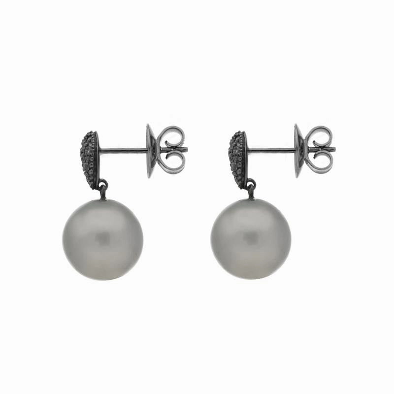 Schoeffel Sterling Silver Palladium 0.28ct Diamond Pearl Drop Earrings