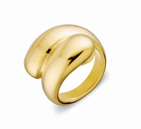 Seren Stainless Steel Gold Plated Chunky Double Wrap Ring