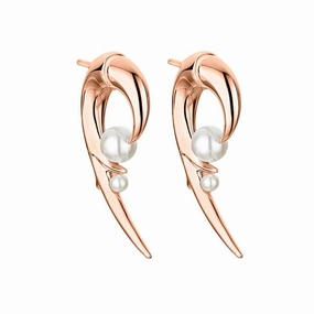 Shaun Leane 18ct Rose Gold Plated Sterling Silver White Pearl Hooked Pearl Earrings D