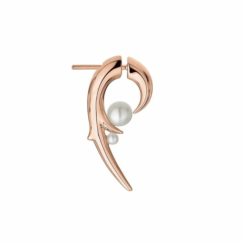 Shaun Leane 18ct Rose Gold Plated Sterling Silver White Pearl Hooked Pearl Earrings D