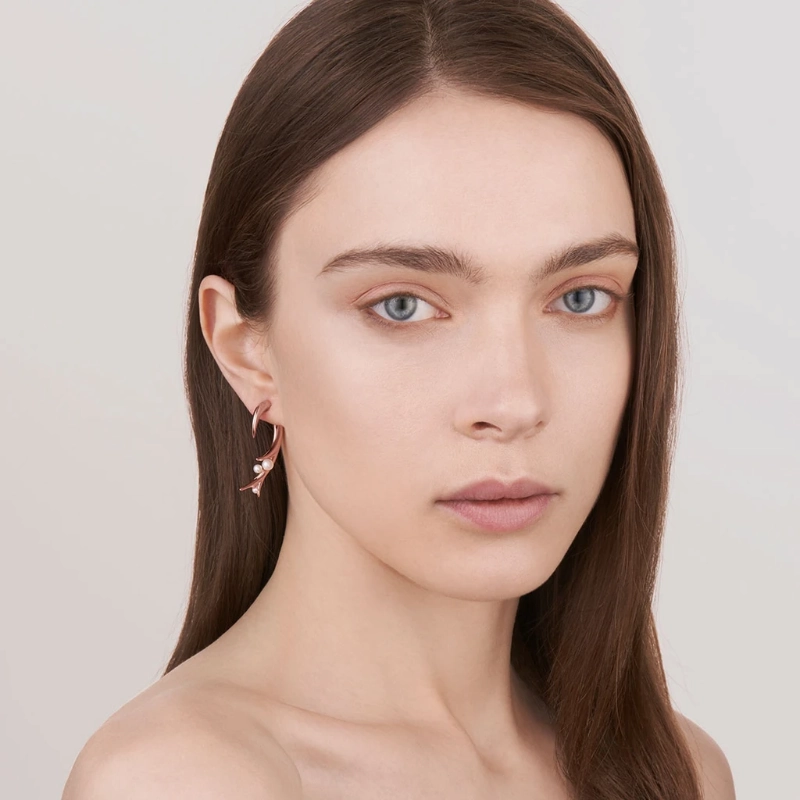 Shaun Leane 18ct Rose Gold Plated Vermeil Silver White Pearl Hooked Pearl Large Earrings D