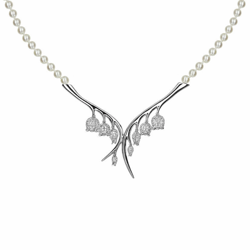 Shaun Leane 18ct White Gold 1.21ct Diamond White Pearl Maybell Branch Necklace