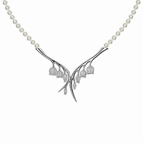 Shaun Leane 18ct White Gold 1.21ct Diamond White Pearl Maybell Branch Necklace
