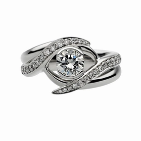 Shaun Leane 18ct White Gold Inward Interlocking Ring Set