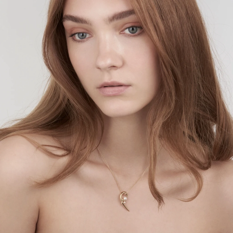 Shaun Leane 18ct Yellow Gold Plated Sterling Silver White Pearl Hooked Pearl Necklace