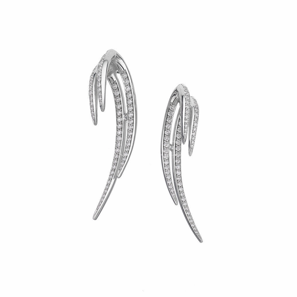 Shaun Leane Armis 18ct White Gold Diamond Pave Double Hook Earrings