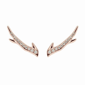 Shaun Leane Cherry Blossom 18ct Rose Gold Plated Sterling Silver 0.14ct Diamond Branch Earrings