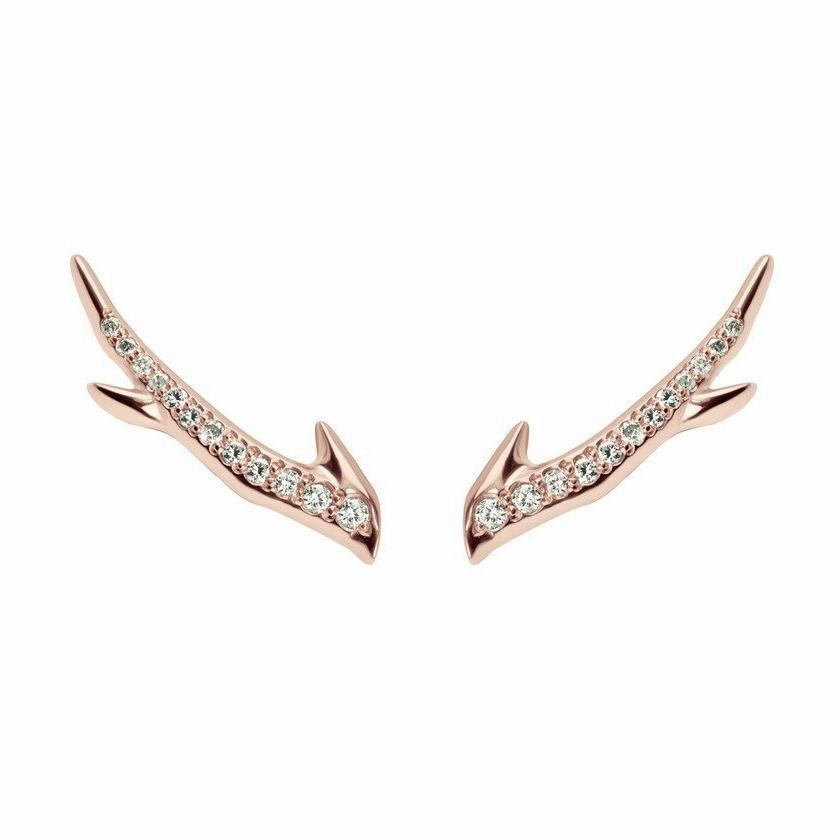 Shaun Leane Cherry Blossom 18ct Rose Gold Plated Sterling Silver 0.14ct Diamond Branch Earrings