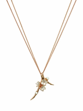 Shaun Leane Cherry Blossom 18ct Rose Gold Plated Sterling Silver 0.19ct Diamond Pearl Flower Necklace