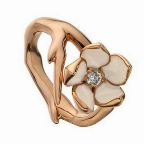 Shaun Leane Cherry Blossom 18ct Rose Gold Plated Sterling Silver Diamond Flower Ring